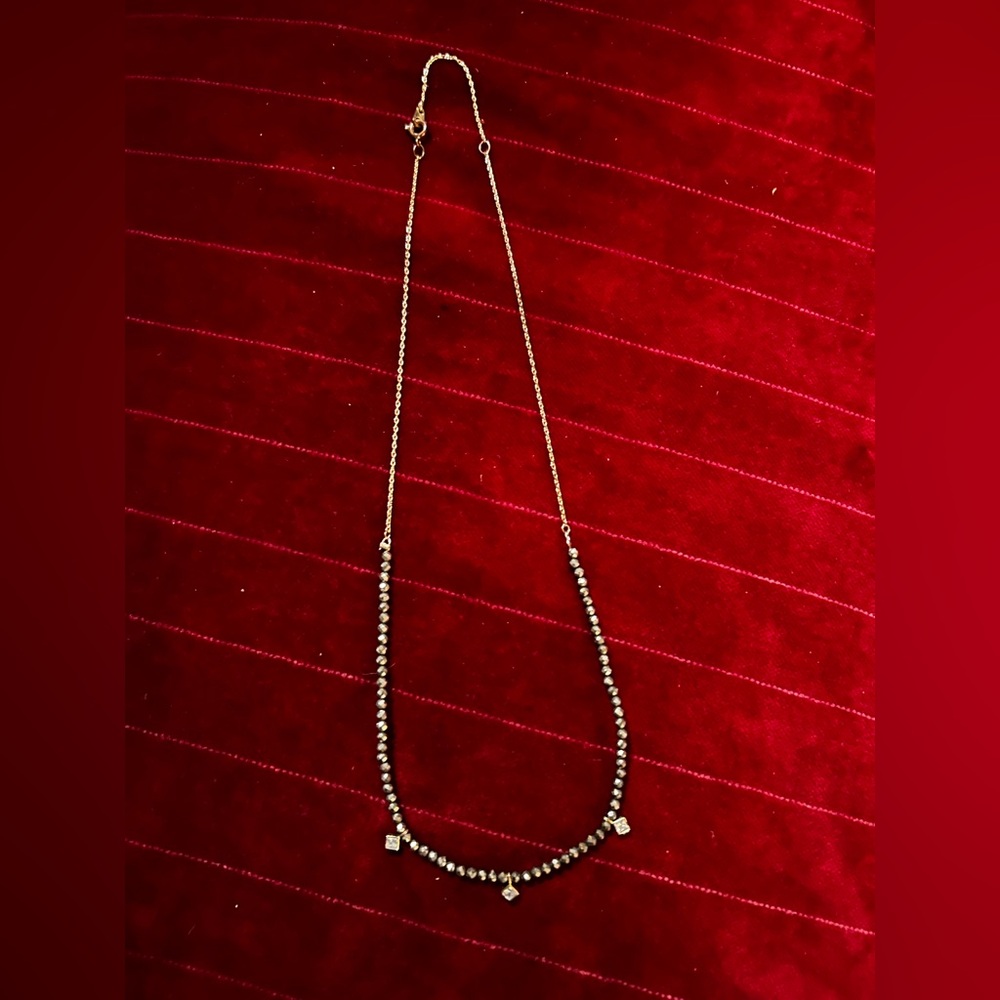 Goldtone Necklace with crystal accents. - Picture 2 of 2